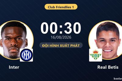 TRỰC TIẾPTrực tiếp Inter vs Real Betis: Đội hình xuất phát