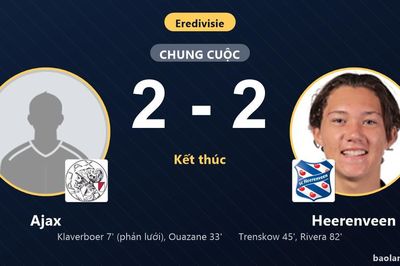 Đánh rơi lợi thế trên sân nhà, Ajax chia điểm với Heerenveen tại vòng 2 Eredivisie
