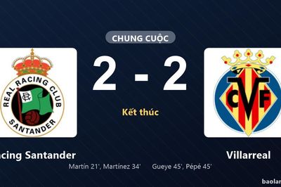 Thống kê trận đấu Racing Santander 2-2 Villarreal: Màn rượt đuổi tỷ số mãn nhãn