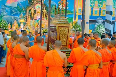 An Giang: Trang nghiêm Lễ nhập kim quan Hòa thượng Danh Lân tại chùa Suvaṇṇaraṃsī Khlang Ong