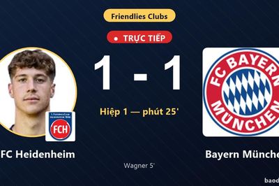 TRỰC TIẾPTrực tiếp 1. FC Heidenheim vs Bayern München: Bayern München gỡ hòa 1-1