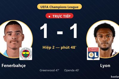 TRỰC TIẾPTrực tiếp Fenerbahçe vs Lyon: Fenerbahçe gỡ hòa 1-1