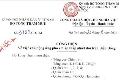 Bộ Tổng Tham mưu chỉ đạo chủ động ứng phó với áp thấp nhiệt đới trên Biển Đông