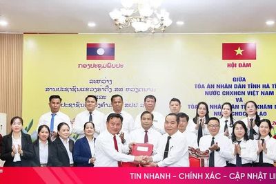 Tiếp tục tăng cường hợp tác giữa TAND 2 tỉnh Hà Tĩnh, Khăm Muồn