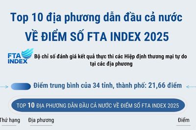Top 10 địa phương dẫn đầu cả nước về điểm số FTA Index 2025