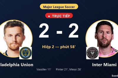 TRỰC TIẾPTrực tiếp Philadelphia Union vs Inter Miami: Philadelphia Union gỡ hòa 2-2