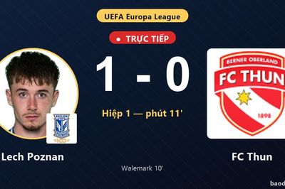 TRỰC TIẾPTrực tiếp Lech Poznan vs FC Thun: Lech Poznan mở tỷ số