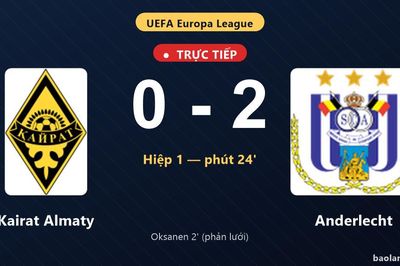 TRỰC TIẾPTrực tiếp Kairat Almaty vs Anderlecht: Anderlecht dẫn 2-0
