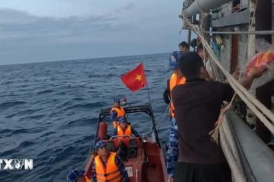 Bộ đội Biên phòng Gia Lai ứng cứu kịp thời 12 ngư dân gặp nạn nguy cấp trên biển