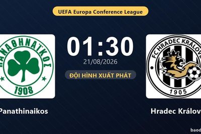TRỰC TIẾPTrực tiếp Panathinaikos vs Hradec Králové: Hết hiệp 1, hòa 0-0