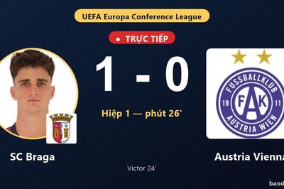 TRỰC TIẾPTrực tiếp SC Braga vs Austria Vienna: SC Braga mở tỷ số