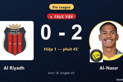 TRỰC TIẾPTrực tiếp Al Riyadh vs Al-Nassr: Hết hiệp 1, Al-Nassr dẫn 2-0