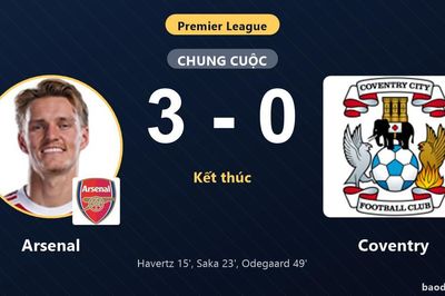 Arsenal thắng áp đảo Coventry 3-0 trong trận ra quân tại sân Emirates