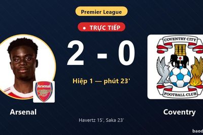 TRỰC TIẾPTrực tiếp Arsenal vs Coventry: Arsenal nhân đôi cách biệt