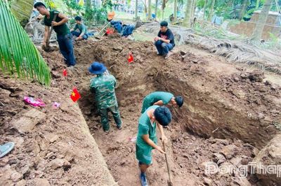 Đồng Tháp: Đội K91 tìm thấy 44 bộ hài cốt tại xã Tân Thành
