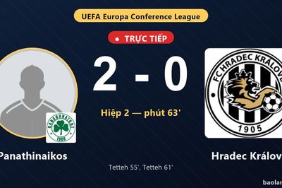TRỰC TIẾPTrực tiếp Panathinaikos vs Hradec Králové: Panathinaikos nhân đôi cách biệt