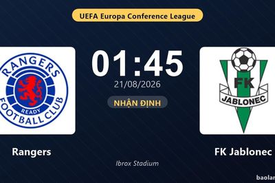 TRỰC TIẾPTrực tiếp Rangers vs FK Jablonec: Rangers nhỉnh hơn về sức ép, chưa có bàn thắng