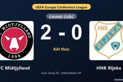 Thống kê trận đấu FC Midtjylland 2-0 HNK Rijeka: S. Johannesen tỏa sáng, FC Midtjylland giành chiến thắng, đi tiếp