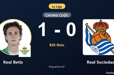 Hạ Real Sociedad với tỷ số tối thiểu, Real Betis giành trọn niềm vui trên sân nhà