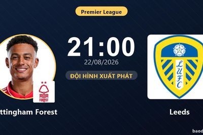 TRỰC TIẾPTrực tiếp Nottingham Forest vs Leeds: Trận đấu đang diễn ra