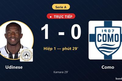 TRỰC TIẾPTrực tiếp Udinese vs Como: Udinese mở tỷ số