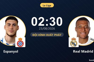 TRỰC TIẾPTrực tiếp Espanyol vs Real Madrid: Đội hình xuất phát