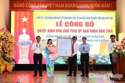 Xã Mỹ Hiệp đón nhân danh hiệu xã An toàn khu