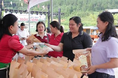 20 gian hàng trưng bày sản phẩm tại Lễ hội cốm “Hương sắc mùa thu Tú Lệ”