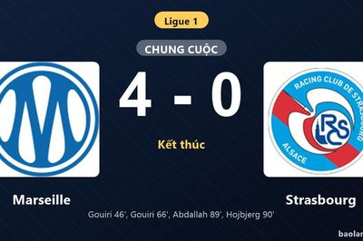 Thống kê trận đấu Marseille 4-0 Strasbourg: Marseille thắng đậm thuyết phục