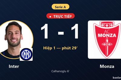 TRỰC TIẾPTrực tiếp Inter vs Monza: Monza gỡ hòa 1-1