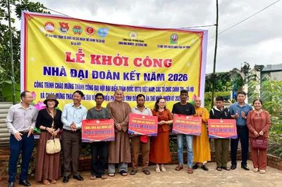 Đắk Lắk: Chùa Hoa Nghiêm, Sắc tứ Khải Đoan chung tay khởi công tặng 4 căn nhà Đại đoàn kết tại xã Ea Kiết
