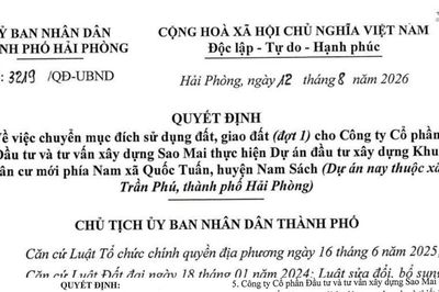 Hải Phòng: Giao gần 20.000m2 đất cho Công ty Sao Mai để thực hiện dự án khu dân cư mới