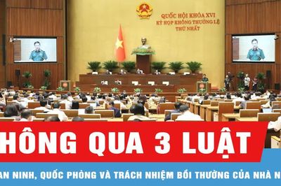 Quốc hội thông qua 3 luật về an ninh, quốc phòng và trách nhiệm bồi thường của Nhà nước