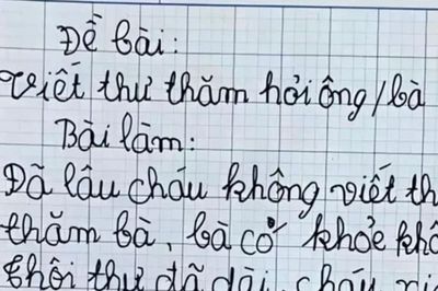 Học trò làm bài văn 'viết thư thăm bà' đúng 4 dòng khiến cô giáo phải 'cạn lời'