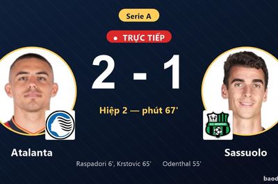 TRỰC TIẾPTrực tiếp Atalanta vs Sassuolo: Atalanta vượt lên dẫn trước