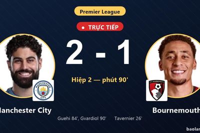 TRỰC TIẾPTrực tiếp Manchester City vs Bournemouth: Manchester City vượt lên dẫn trước