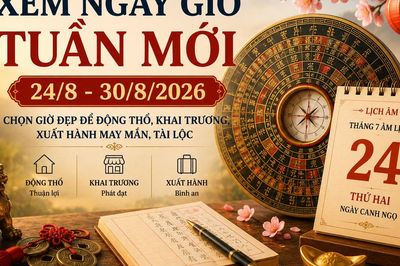 Xem ngày giờ tuần mới 24/8 - 30/8/2026 chọn giờ đẹp động thổ, khai trương, xuất hành tài lộc