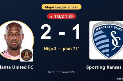 TRỰC TIẾPTrực tiếp Atlanta United FC vs Sporting Kansas City: Sporting Kansas City rút ngắn cách biệt 2-1