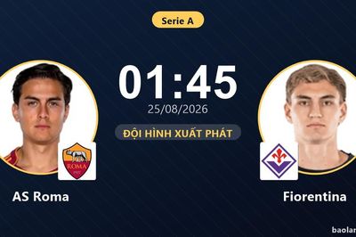 TRỰC TIẾPTrực tiếp AS Roma vs Fiorentina: Đội hình xuất phát