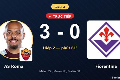 TRỰC TIẾPTrực tiếp AS Roma vs Fiorentina: AS Roma nới rộng cách biệt 3-0