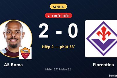 TRỰC TIẾPTrực tiếp AS Roma vs Fiorentina: AS Roma nhân đôi cách biệt