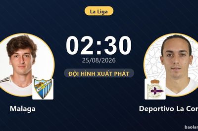 TRỰC TIẾPTrực tiếp Malaga vs Deportivo La Coruna: Đội hình xuất phát