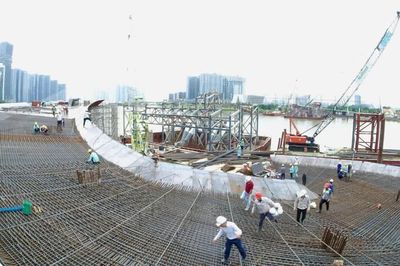 Điều chỉnh thời gian lai dắt nhịp chính cầu đi bộ qua sông Sài Gòn