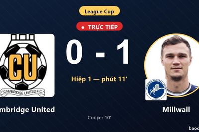TRỰC TIẾPTrực tiếp Cambridge United vs Millwall: Millwall mở tỷ số