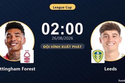 TRỰC TIẾPTrực tiếp Nottingham Forest vs Leeds: Đội hình xuất phát