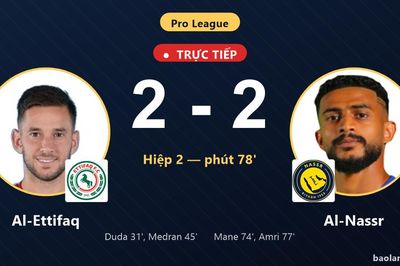 TRỰC TIẾPTrực tiếp Al-Ettifaq vs Al-Nassr: Al-Nassr gỡ hòa 2-2