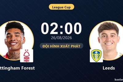 TRỰC TIẾPTrực tiếp Nottingham Forest vs Leeds: Đội hình xuất phát