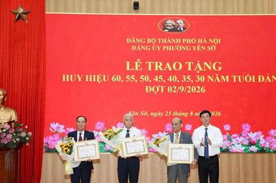 Phường Yên Sở trao Huy hiệu Đảng cho 60 đảng viên dịp 2-9