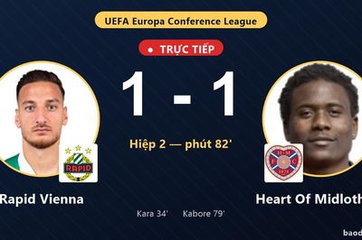 TRỰC TIẾPTrực tiếp Rapid Vienna vs Heart Of Midlothian: Heart Of Midlothian gỡ hòa 1-1