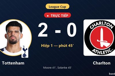 TRỰC TIẾPTrực tiếp Tottenham vs Charlton: Hết hiệp 1, Tottenham dẫn 2-0